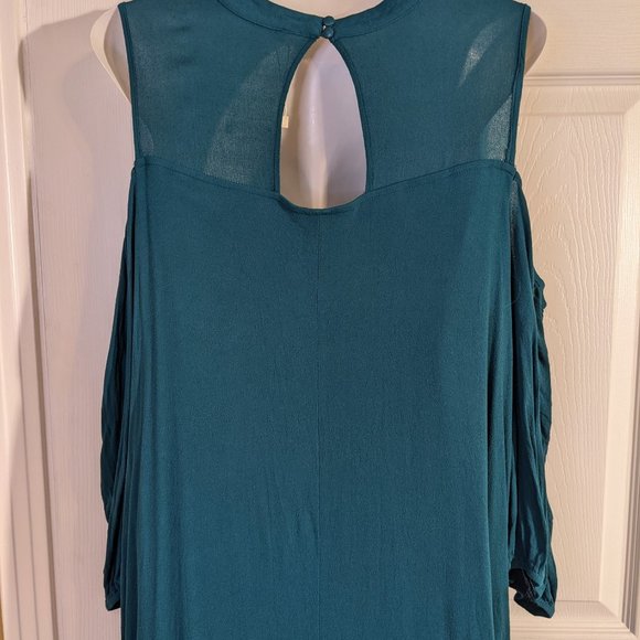 Symphony Deep Teal Cold Shoulder Lace Midi Dress - size 3 XL NWOT - Picture 6 of 8